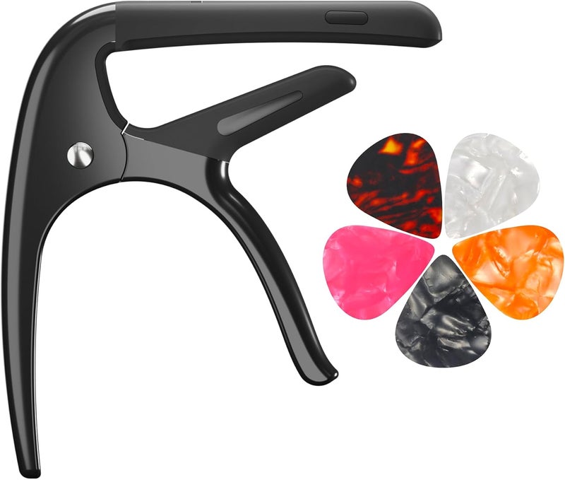 DIDA Capo for Acoustic Guitar, Guitar Capo for Electric Guitar, Ukulele and String Instruments, Guitar Capo, Guitar Kapo, Guitar Clamp (Black) - Image 1